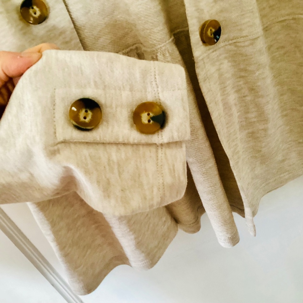 Ophelia Roe women's XL open peplum blazer jacket Oatmeal Lightweight Knit Cotton - Picture 6 of 11